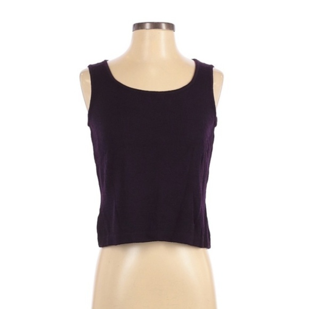 St. John Santana knit shell sleeveless shirt tank top plum purple XS P